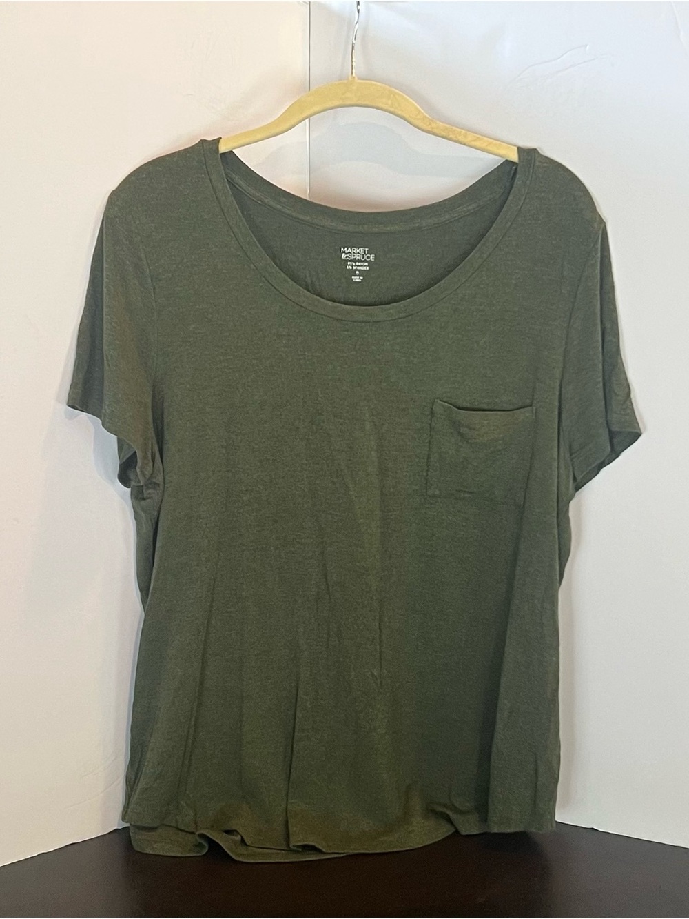 Market & Spruce Olive Green Short Sleeve Pocket Tee